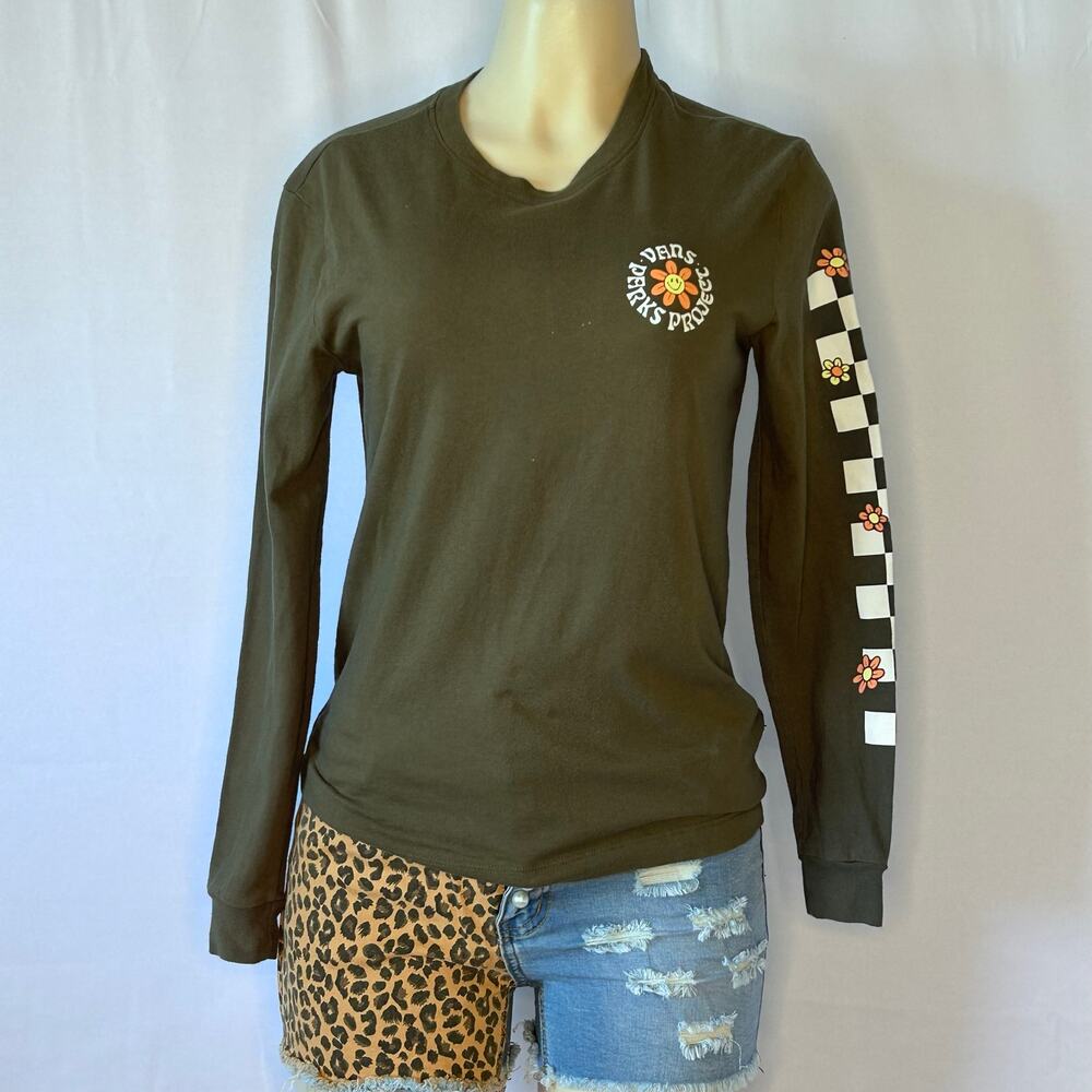 Vans Parks Project Long Sleeve Graphic Tee XS Leave It Better Olive